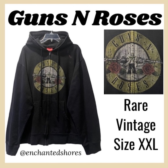 Vintage Guns N Roses Full Zip Up Hoodie Sweatshirt Bravado Size XXL - Picture 1 of 14